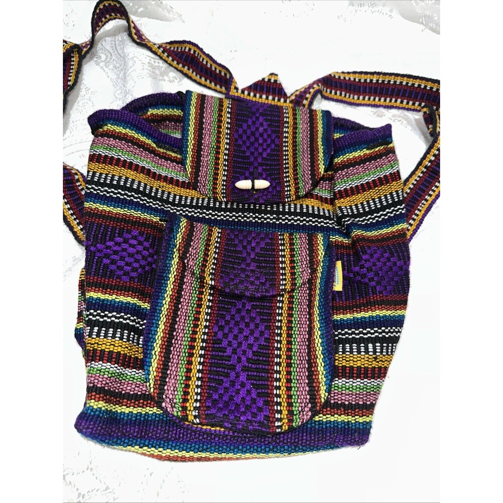 Pinzon Mexican Woven Drawstring Backpack Unisex Bag w/ Zip Pocket